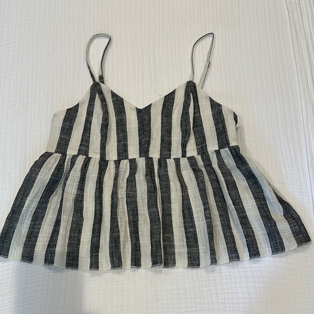 Striped Black and White Women's Sleeveless Top with Adjustable Straps